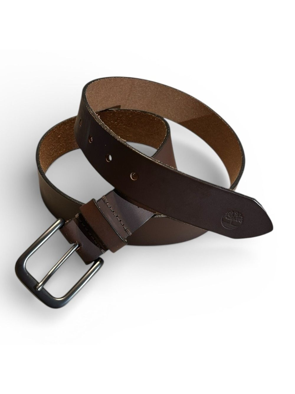 Timberland Classic Jean Belt In Brown With Gun Metal Gray Buckle Size 34